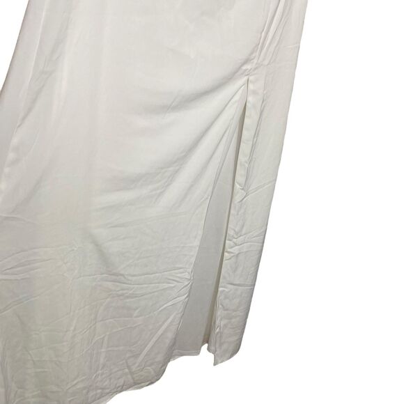 Lulus Maxi Skirt Womens M White Side Slit Lined Minimalist Formal High Rise - Picture 6 of 14
